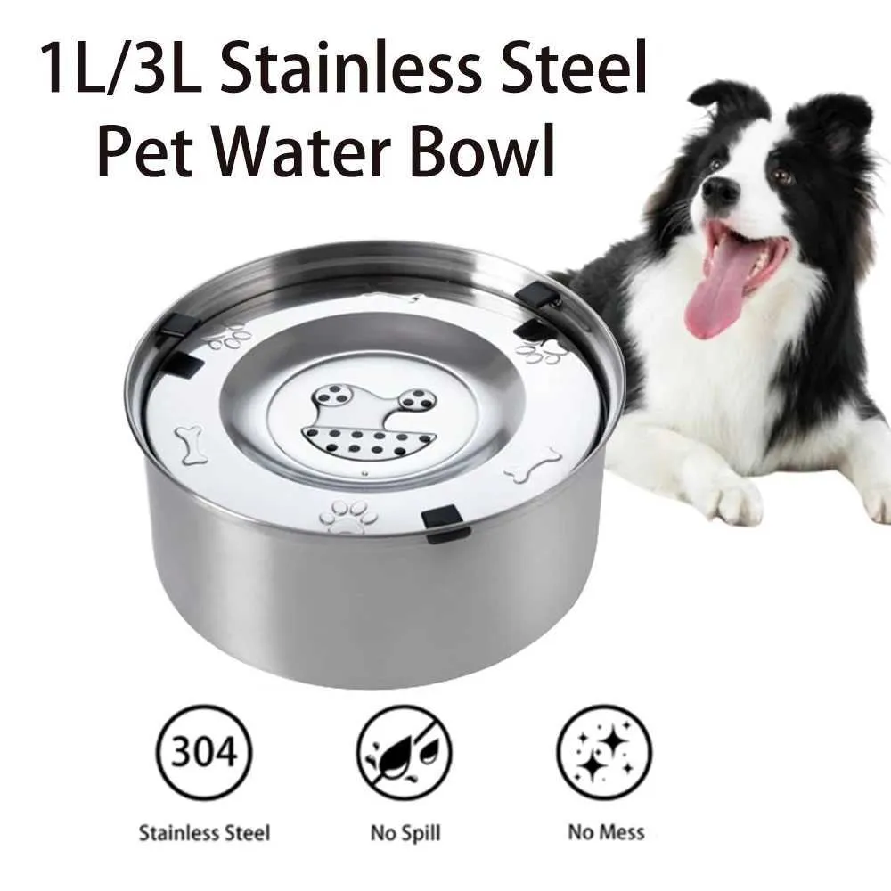 Stainless Steel Splash Proof Water Bowl Steel Dog Cat Water Bowl