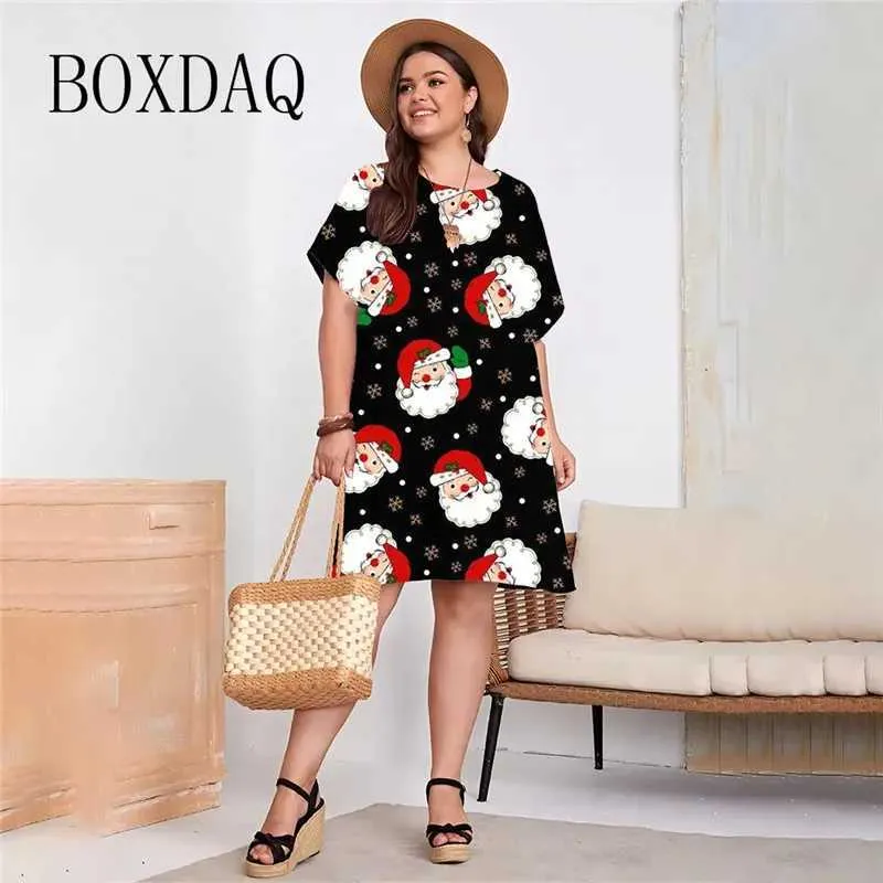 Save Big on Bulk Plus Size Christmas Print Dress Plus Size Christmas  Dresses Fashion 3D Print Dress Summer Women's Short Sleeve Loose Casual  Ladies