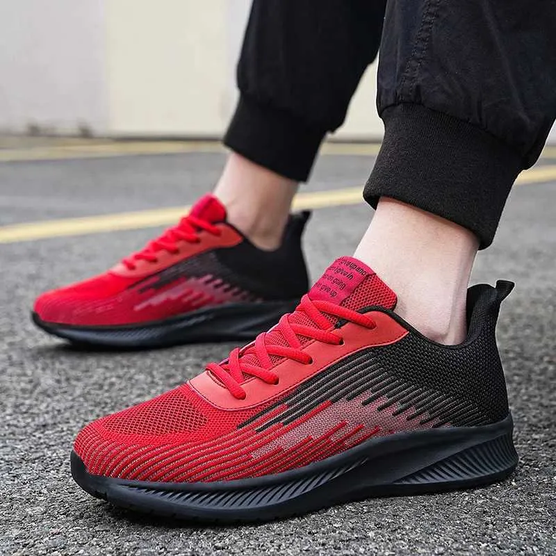 Athletic Shoes Summer Hot Sale Red Mesh Men Running Sneakers Big