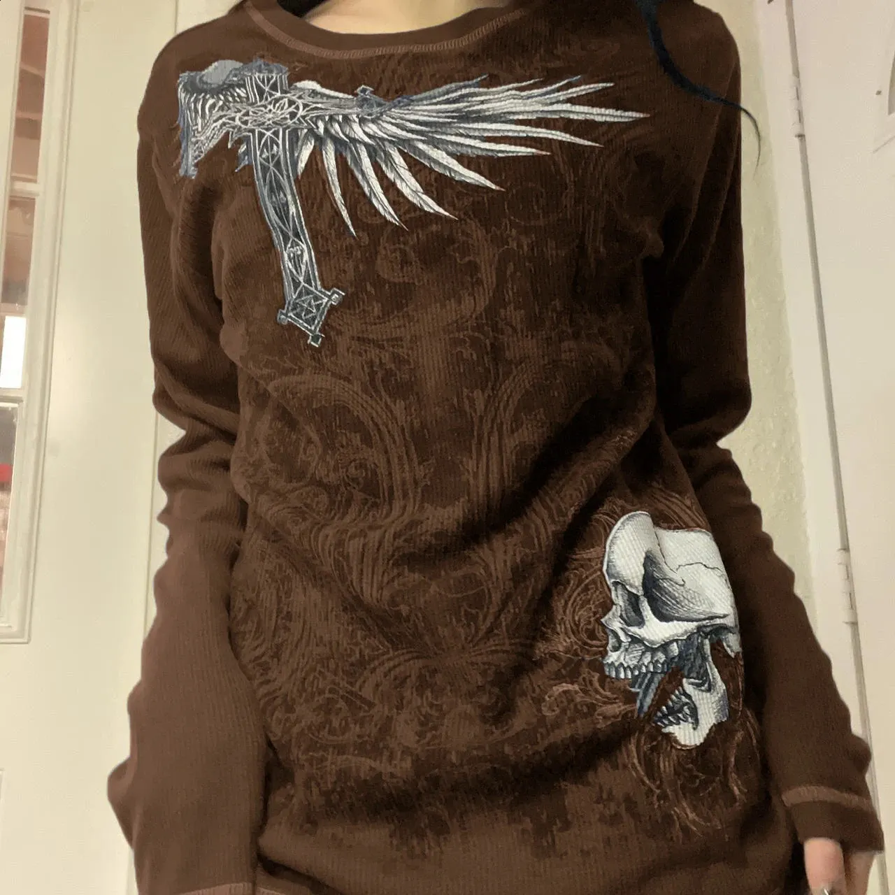 Y2K Grunge Aesthetic Long Sleeve T Shirt For Women Baggy Fit