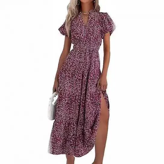 Women Floor-Length Chiffon Maxi Dress Short Sleeve V Neck Casual Summer  Dress from Dhgate Basic & Casual Dresses - price 25.32