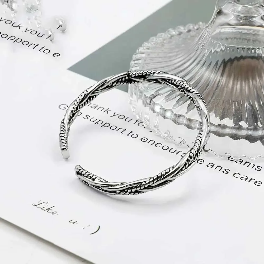 Antique Sterling Silver Open Twist Bracelet for Men & Women