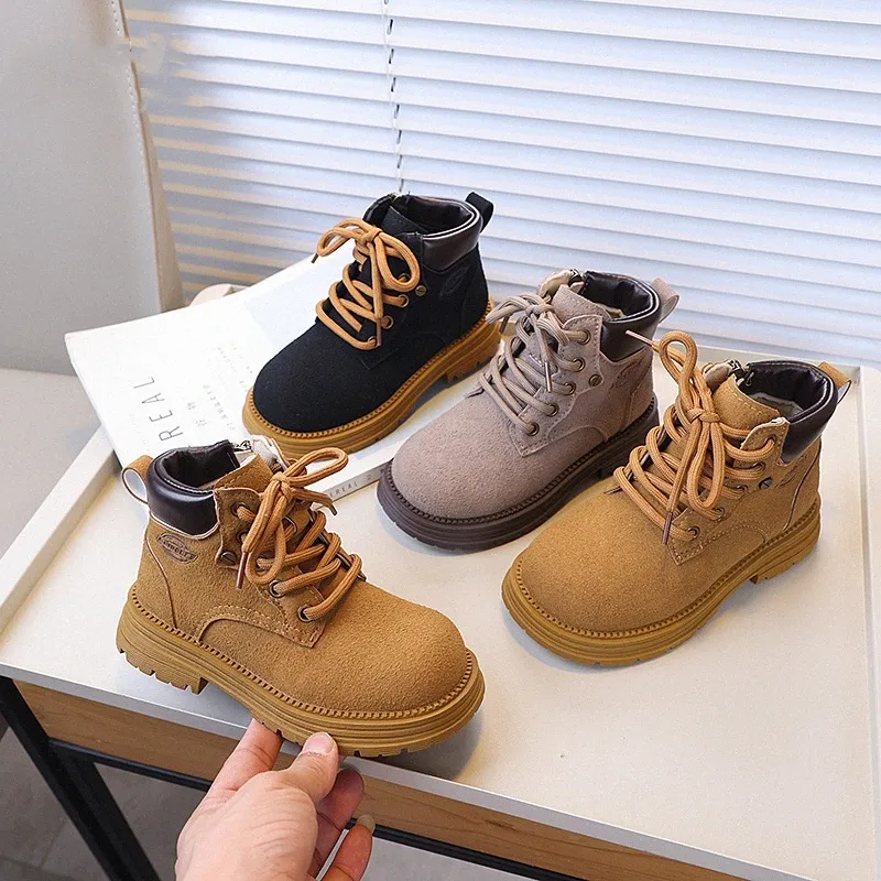 Kids Fall Ankle Boots for Boys and Girls Casual Fashion Leather