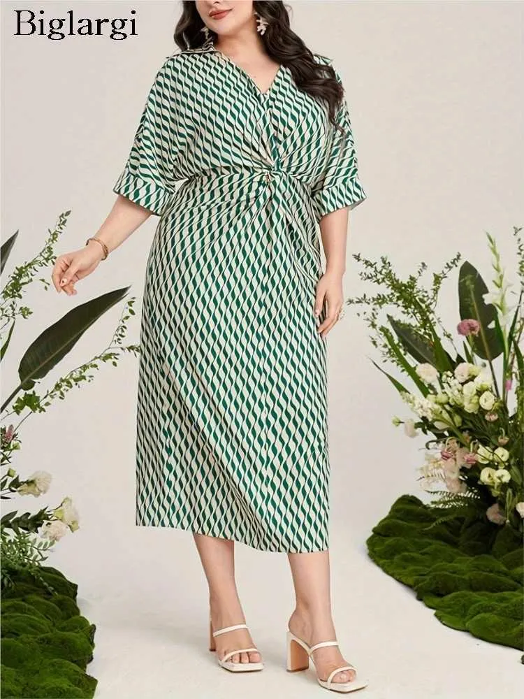 knee length dresses for ladies Plus Size The Sweet Escape Striped Midi Dress