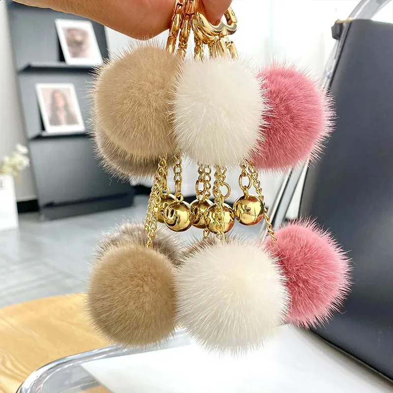 GRANDE portachiavi a forma di fiore in vera pelliccia di visone - Grazioso ciondolo per borsa a forma di fiore rosa di peluche - Portachiavi Flower Power - Portachiavi sensoriale soffice