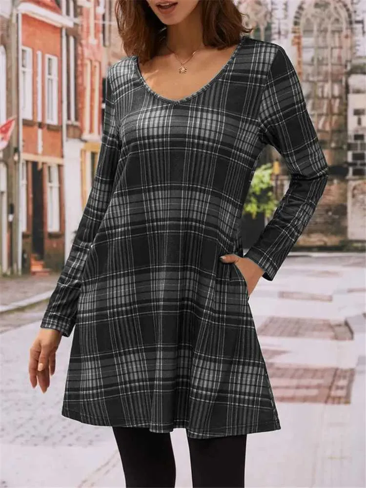 Women Floor-Length Chiffon Dress Short Sleeve Knit Synthetic Fiber Casual Plaid  Dress with Pockets from Dhgate Basic & Casual Dresses - price 26.58