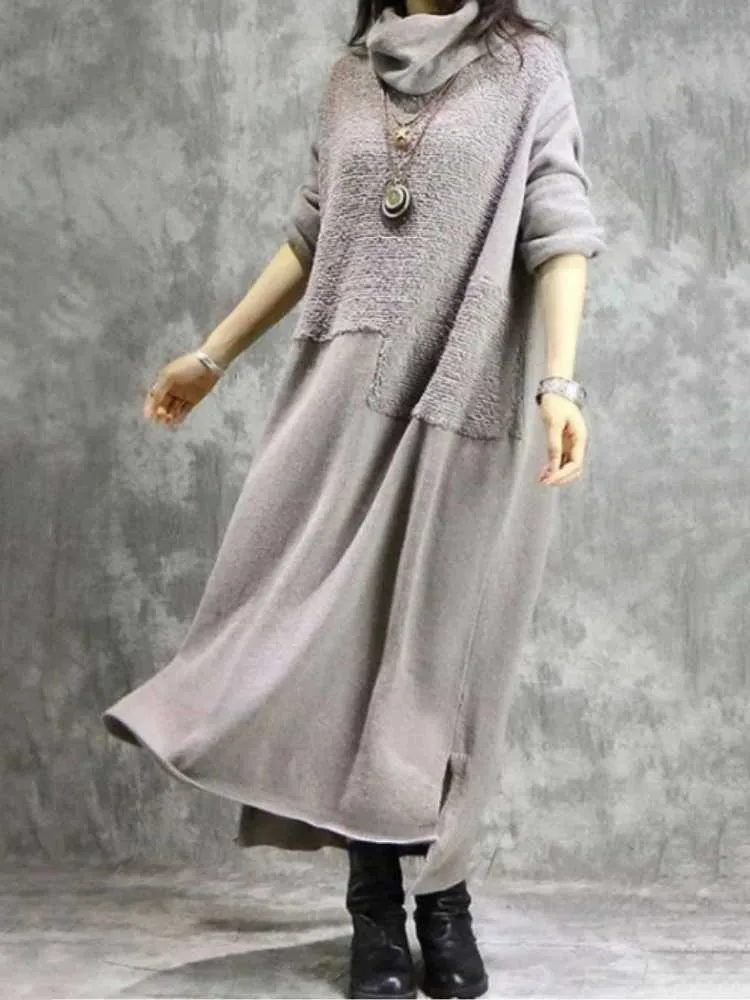 Save Big on Bulk Long Sleeve Winter Dress Winter White Plus Size Dresses,  Fleece Gray Long Sleeve Oversized Long Dress, Warm Comfortable Sweatshirt 