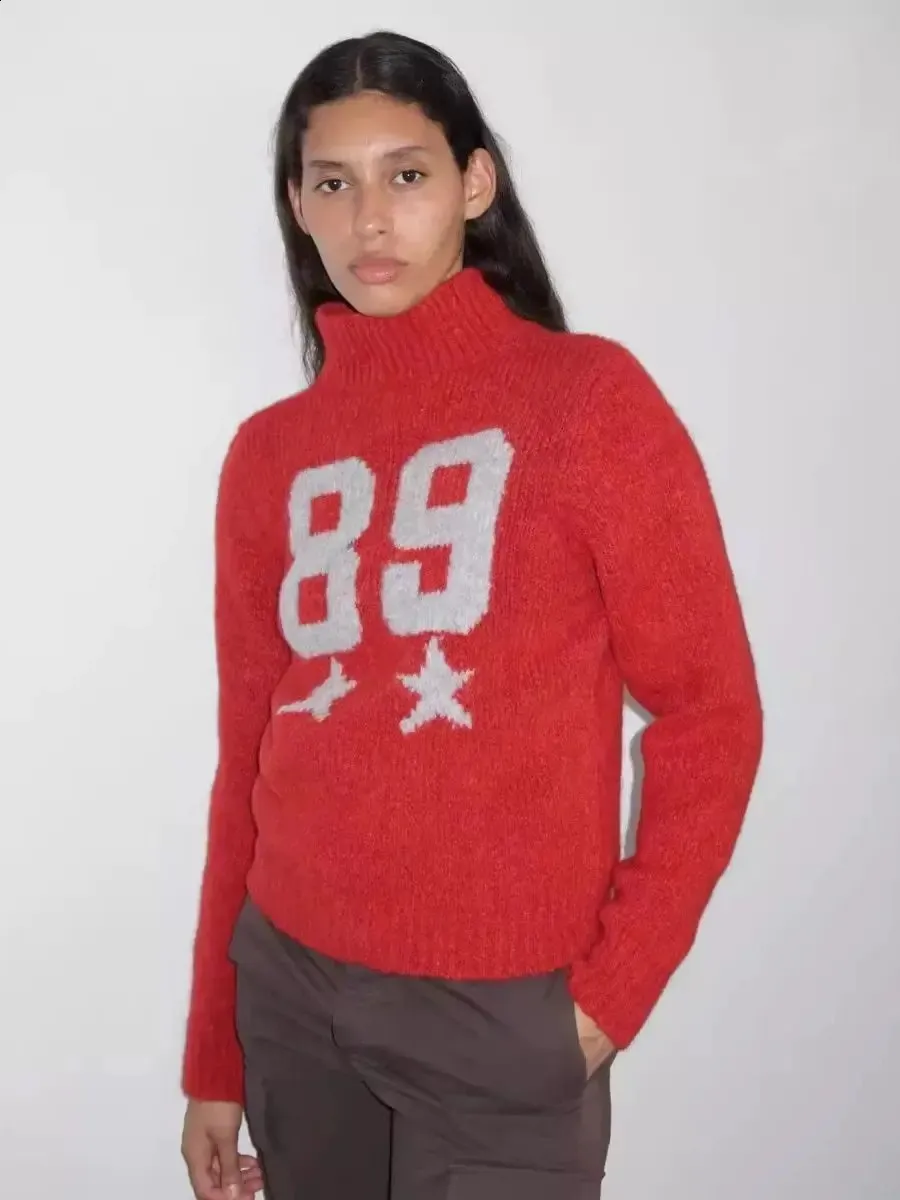 DHgate.com:Womens Red Wool Blend Crochet Lapel Sweater with Letter 