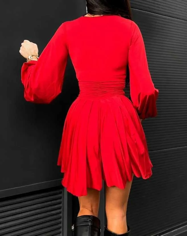 fitted lace wedding dress Amari Red Pearl Plunge Mini Dress