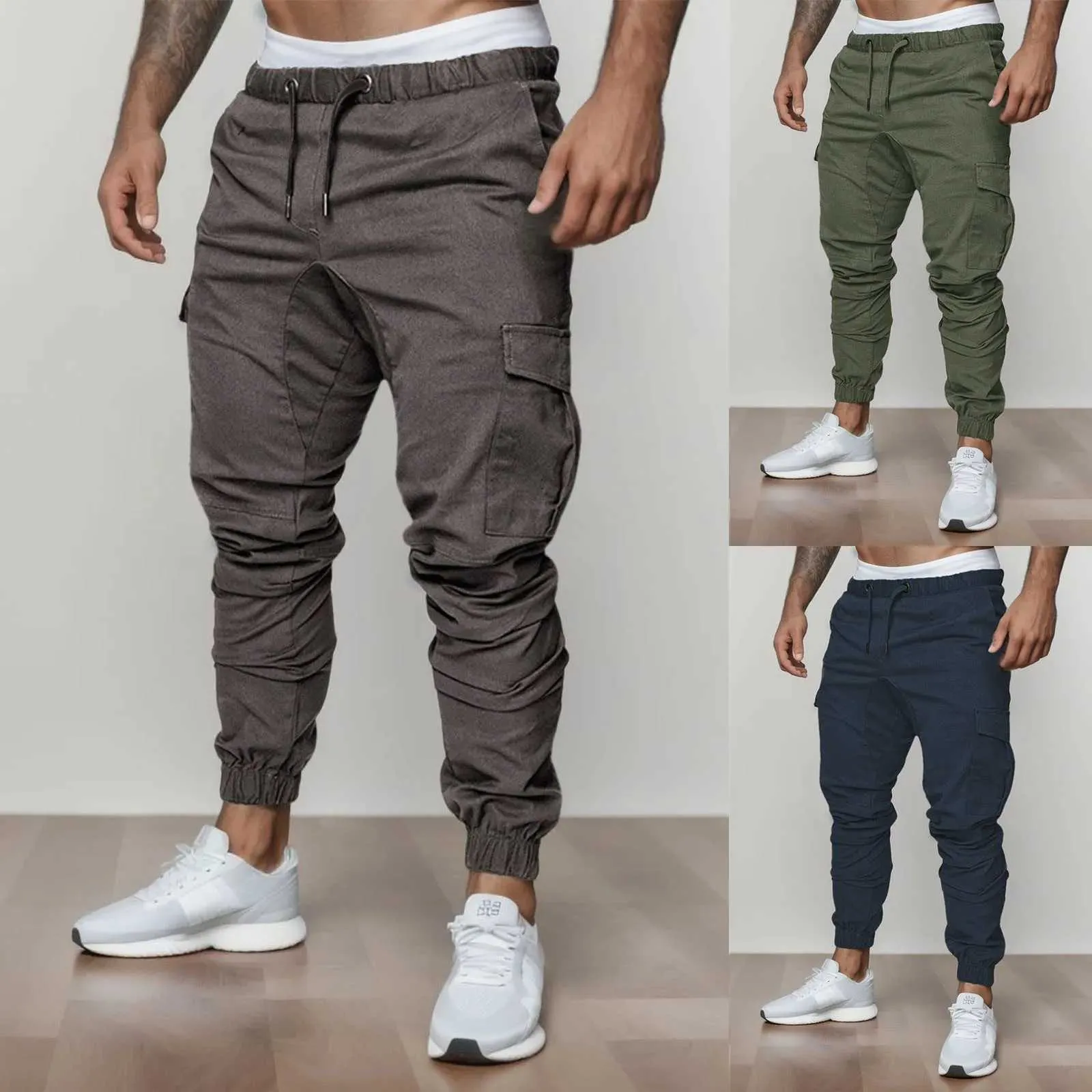HahaeMMA Pantaloni Jogger Uomo Slim Fit, Cargo Chino Con Tasche, Misto Cotone, Per Sport E Tempo Libero, Colori Vari