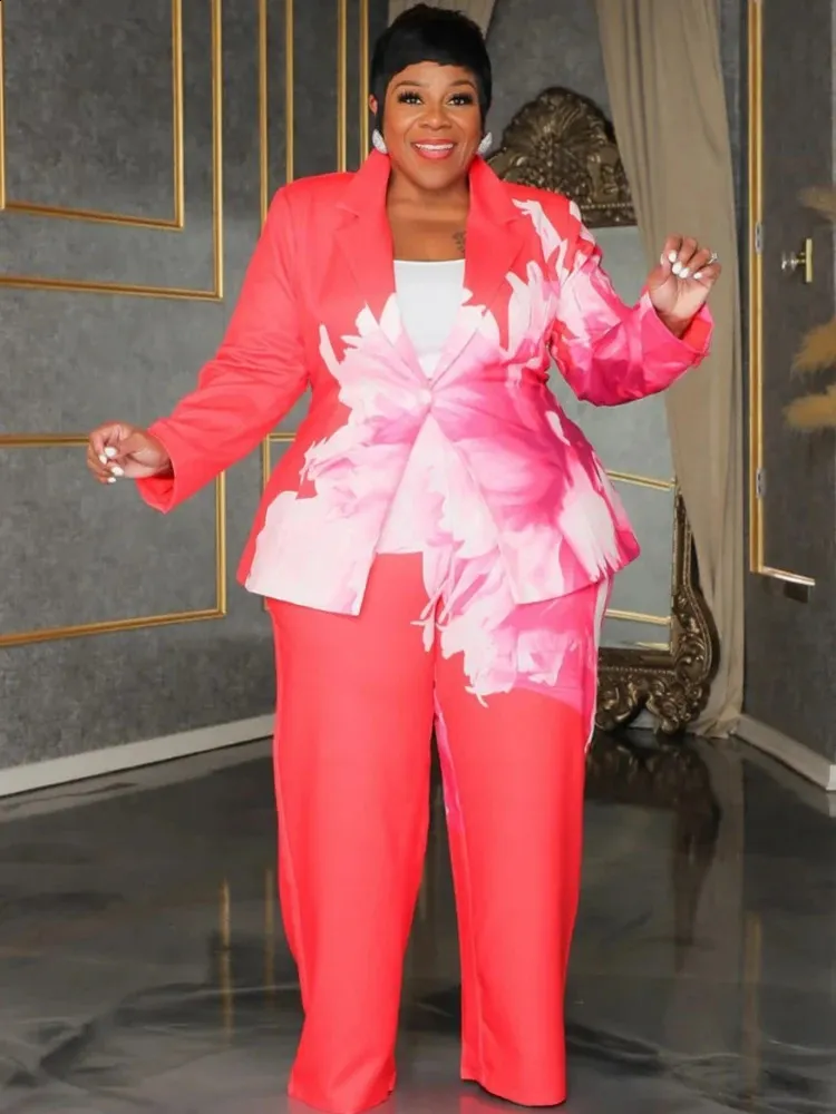 Plus Size Velvet Pantsuit Women's Plus Size Red Pants Suit