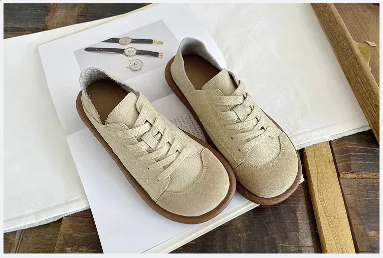 Damen Schnürschuhe Mit Flachem Absatz Und Runder Kappe, Pu Sneaker_voghion.com
