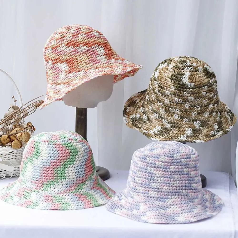 Tie Dye Rainbow Bucket Hat - Foldable Crochet Sun Hat for  display picture 3