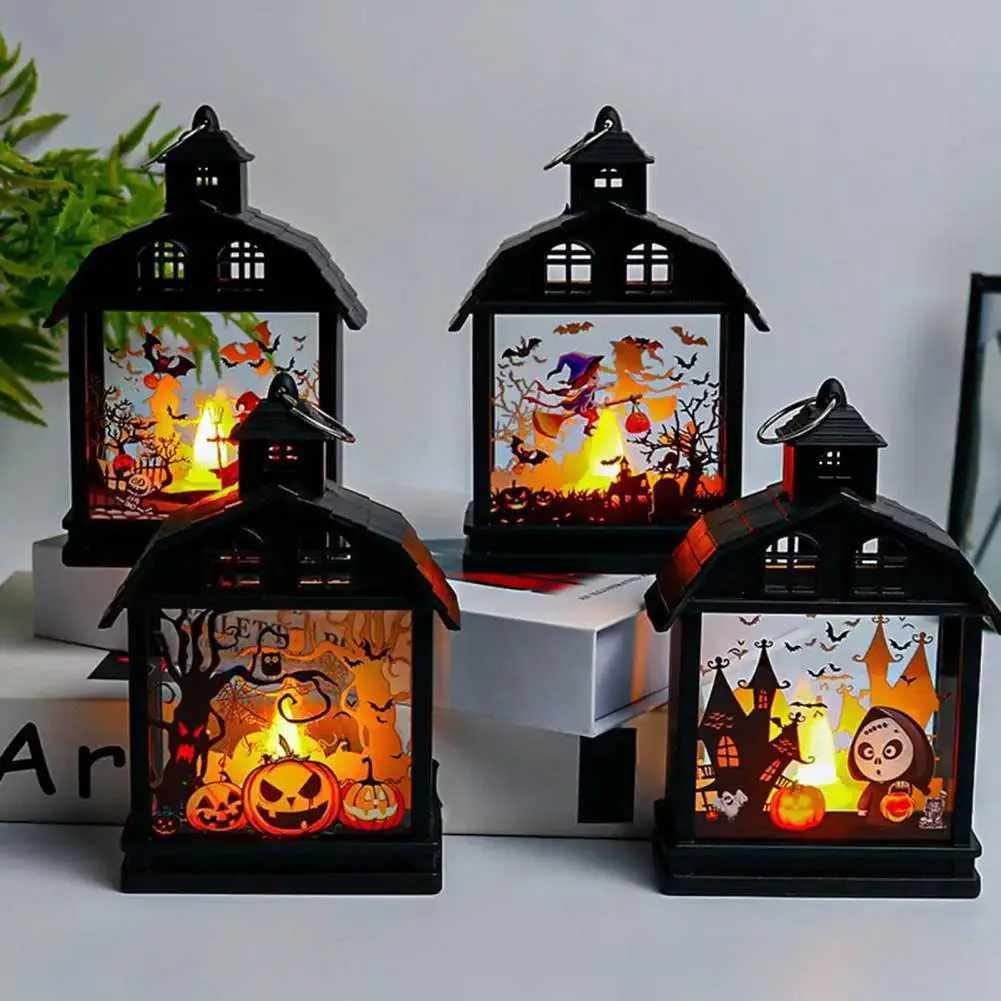 Retro Halloween Flameless Candle Lanterns - Decorative LED Witch Lights ...