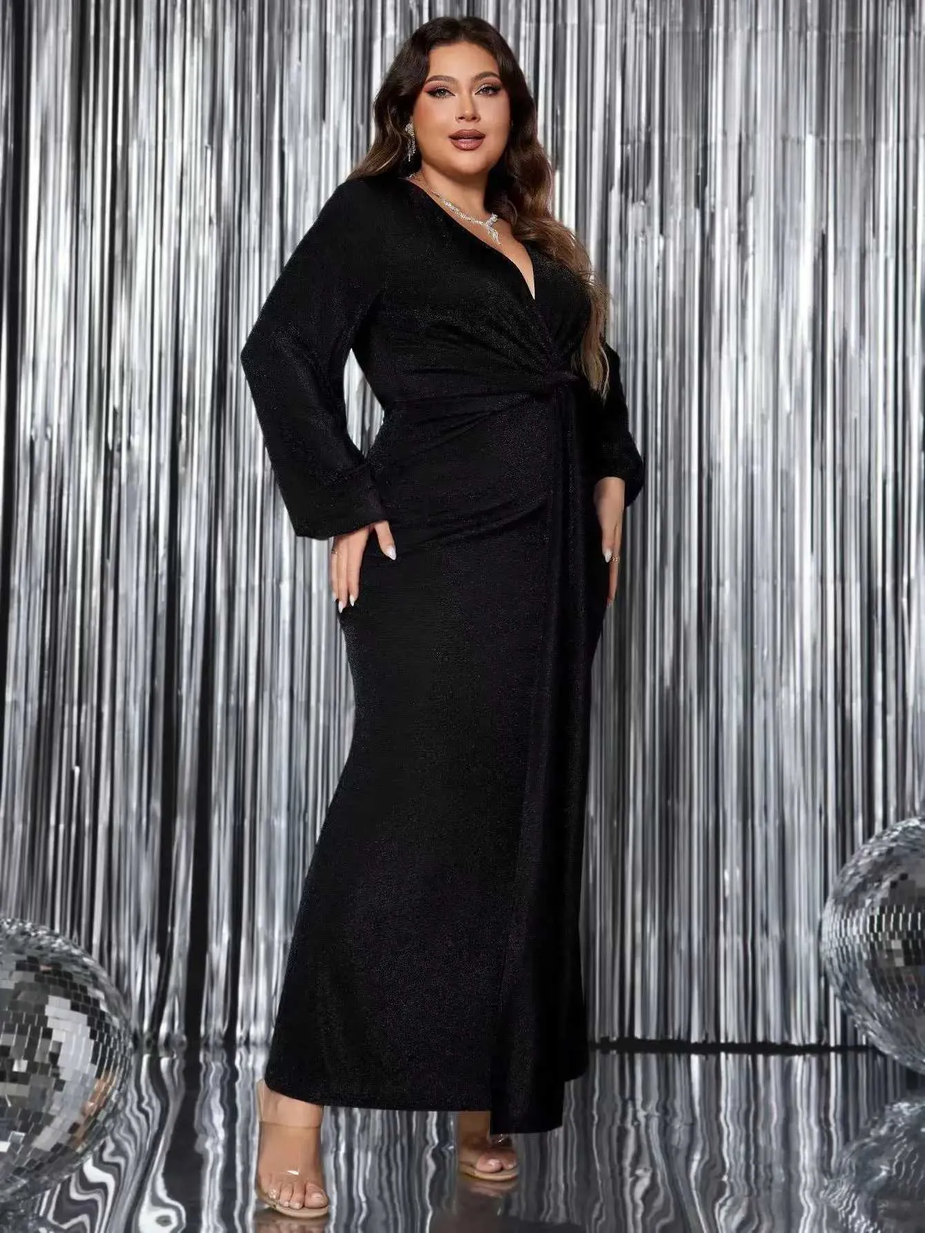 slim fit dress slacks Black Sweetheart Fit & Flare Dress | Sizes 0-34 main image 1