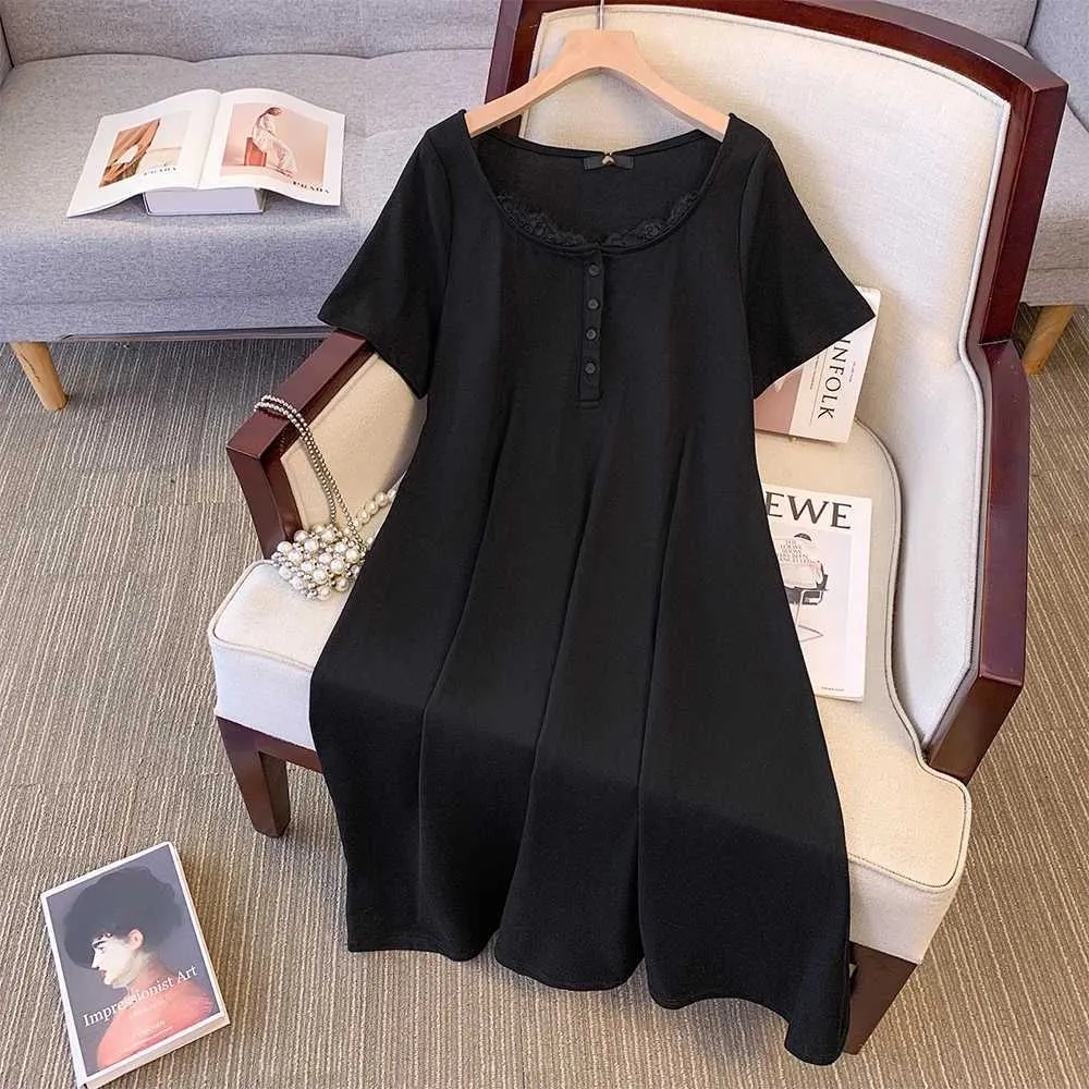 Black Short Sleeve A-Line Plus Size Casual Dress - Comfortable & Loose for Summer Commute from Dhgate Plus size Dresses - price 29.2 Black Short Sleeve A-Line Plus Size Casual Dress - Comfortable & Loose for Summer Commute from Dhgate Plus size Dresses - price 29.2