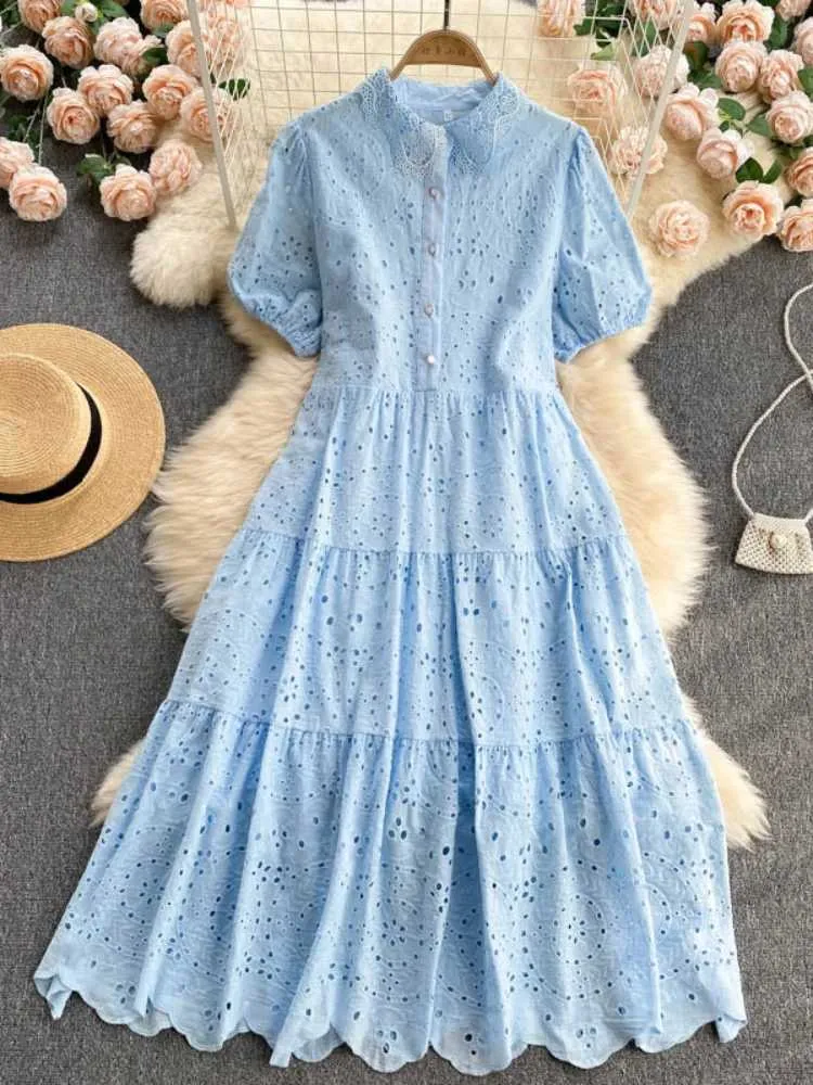 Bohemian Hollow Out Embroidered Midi Dress - Loose Fit, Bubble Sleeves,  Vacation Wear from Dhgate Basic & Casual Dresses - price 30.42