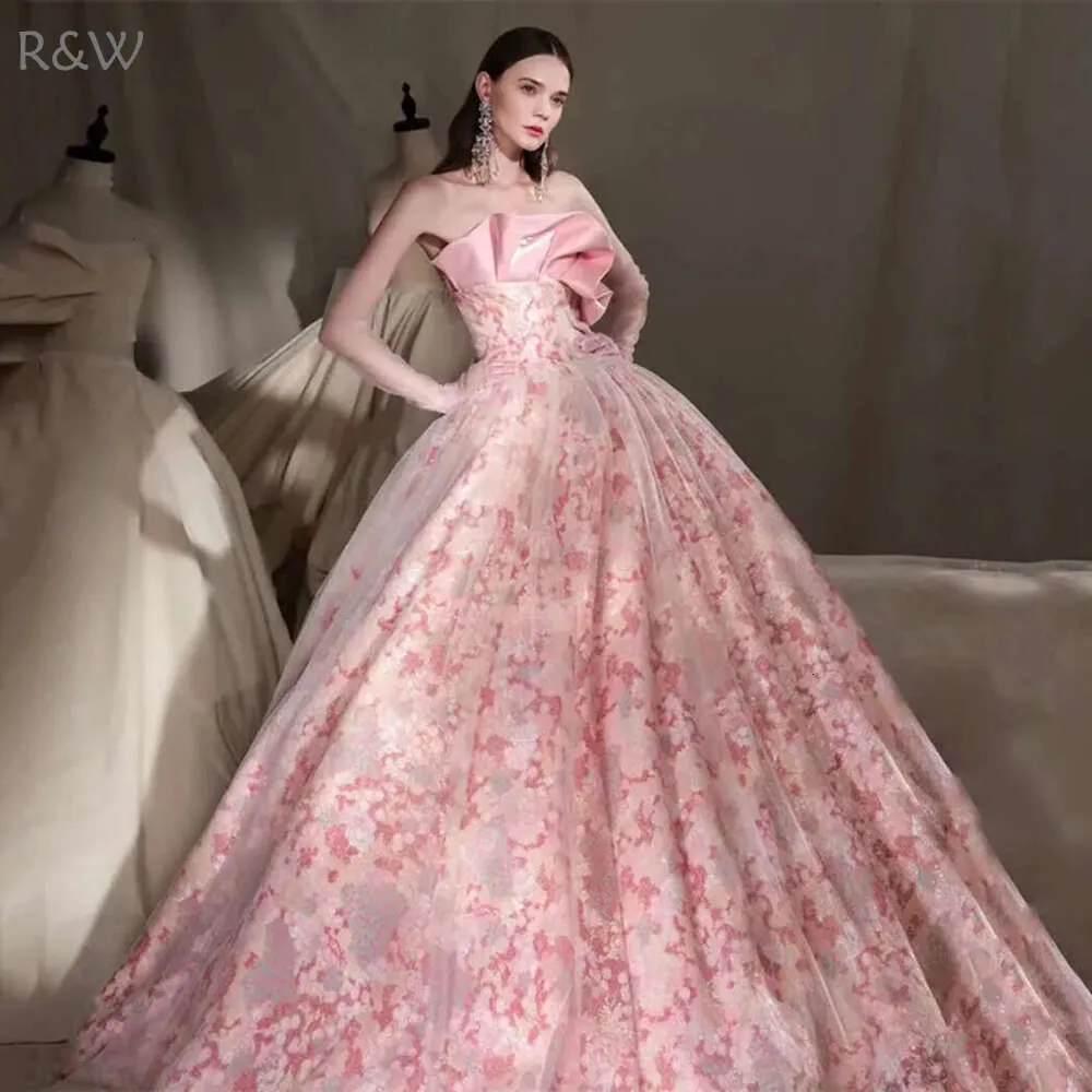 Romantic Pink Tulle Appliques See Through Wedding Dress Romantic Pink Tulle Appliques See Through Wedding Dress
