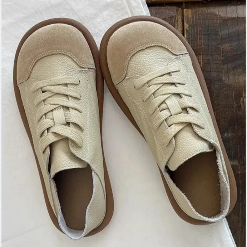 Schnürschuhe mit niedrigem Absatz, weicher Sohle, runder Zehenpartie, vulkanisiertem PU-Material für atmungsaktiven Tragekomfort, Damen-Sneaker 240921_voghion.com