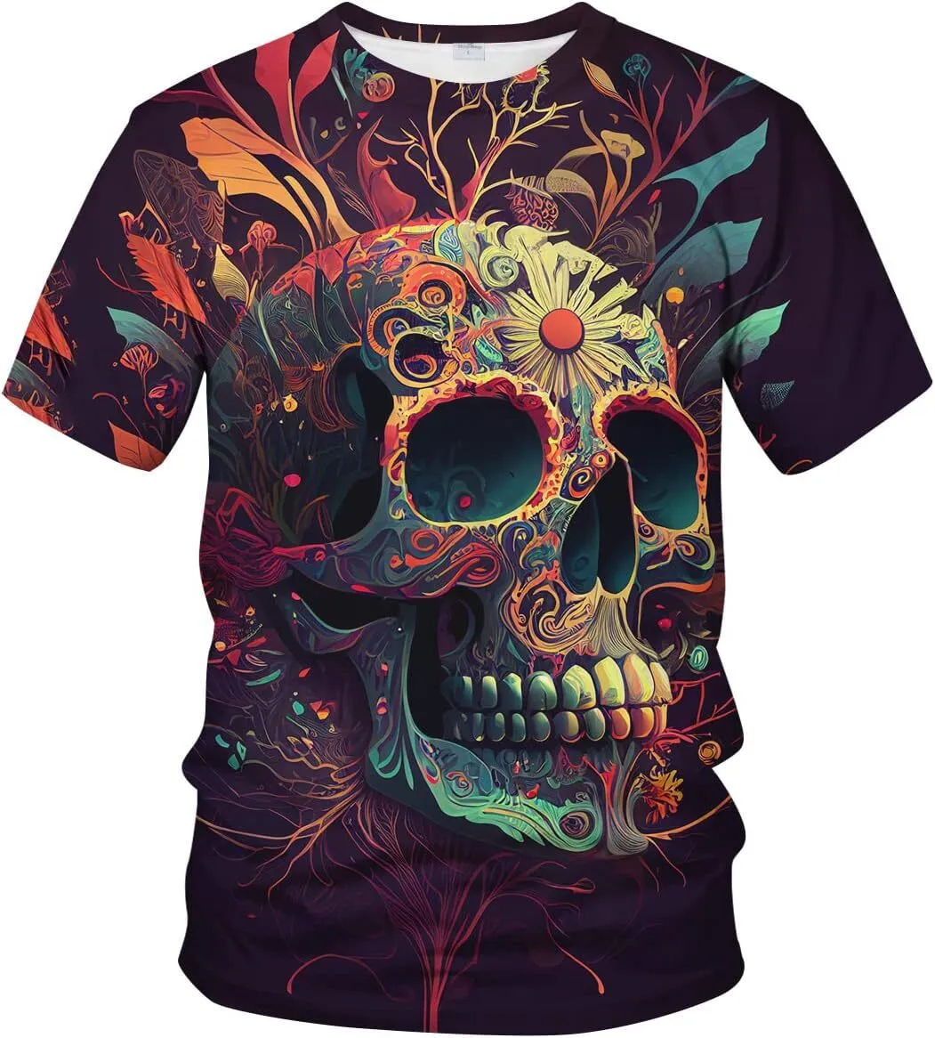 Camiseta Hombre Calavera 3D Original Manga Corta Cuello Redondo Moda Callejera Casual Verano 2026 Cómoda Ristente Para Ocasión Halloween De 10,14 € | DHgate