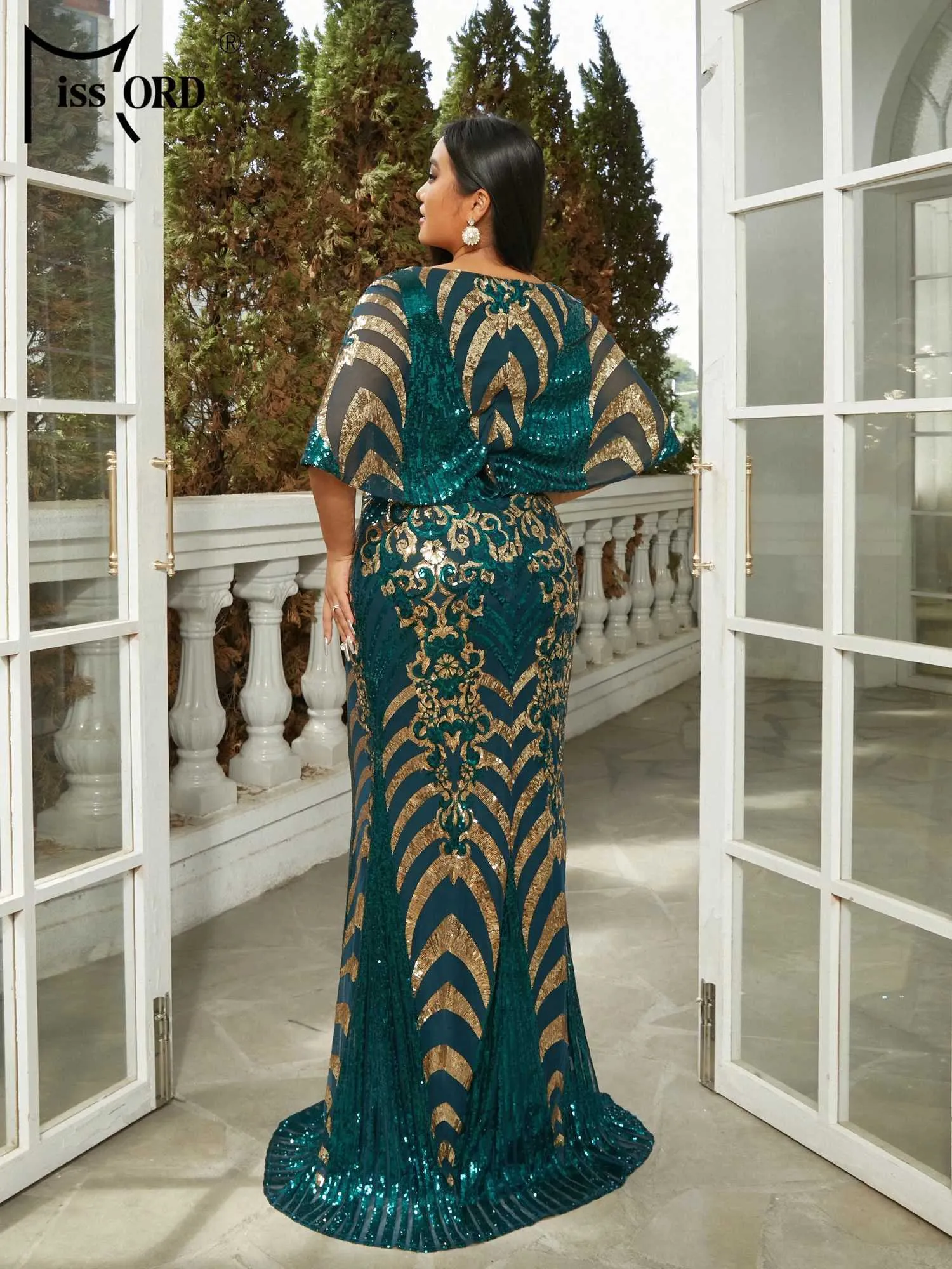 green sequin plus size dress Sydney's Closet Plus Size One Shoulder Sequin Party Dress, Hunter
