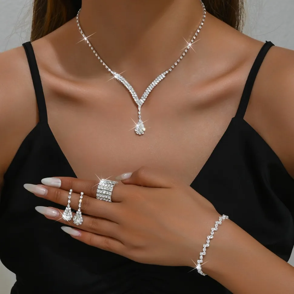 Collier Et Boucles D'oreilles Pendantes - Set Bijou Barre Verticale, Or/argent