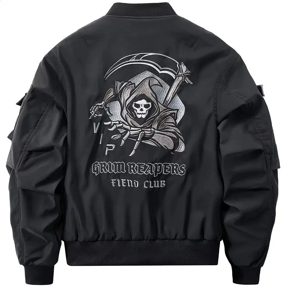Skull Y2K Bomber Jacket: Gothic Harajuku Streetwear