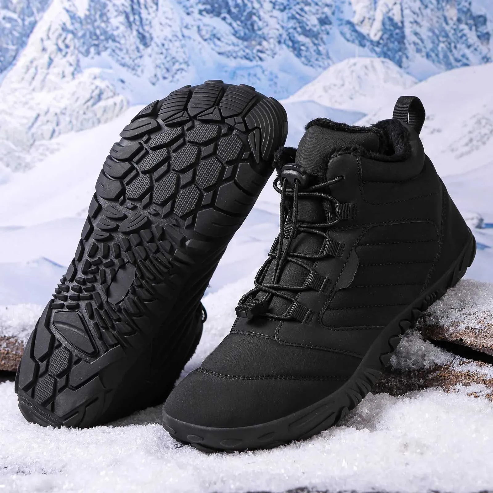 Waterproof Men\'s Snow Boots Fur Lined Warm Ankle Boots Zipper Slip On Outdoor Stepedia Men main image 3