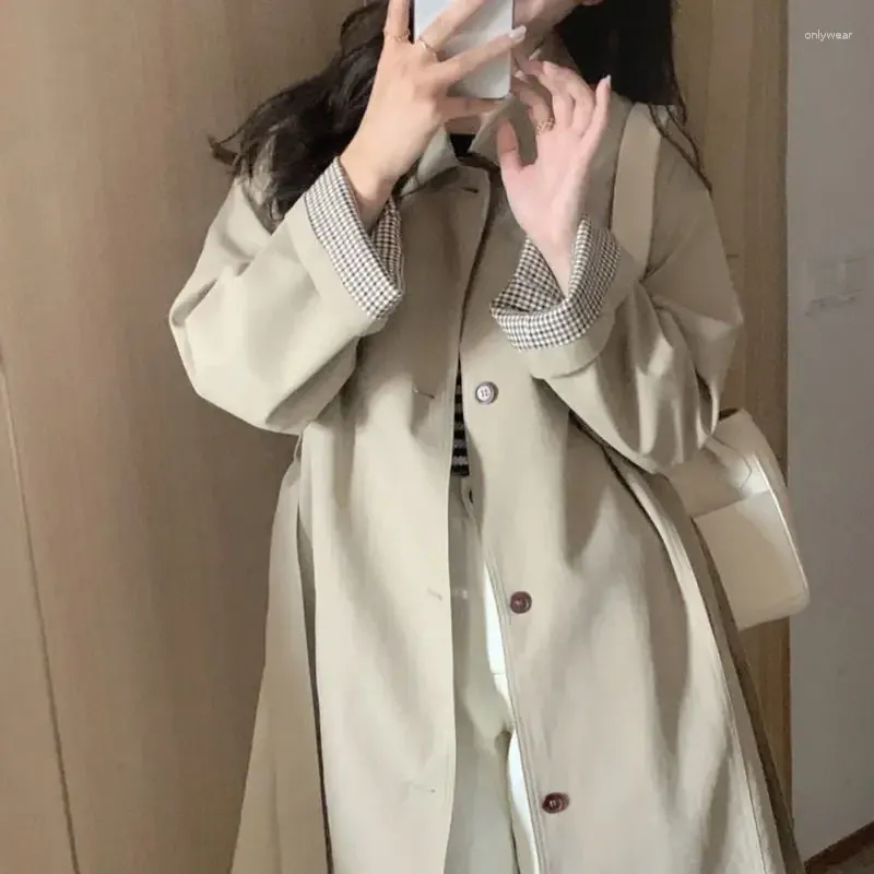 Petite Khaki Black Trench Coats for Women 2024 Button down Jacket