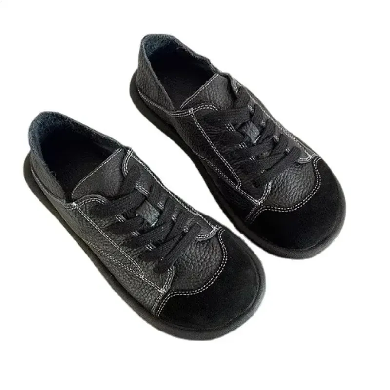 Schnürschuhe mit niedrigem Absatz, weicher Sohle, runder Zehenpartie, vulkanisiertem PU-Material für atmungsaktiven Tragekomfort, Damen-Sneaker 240921_voghion.com