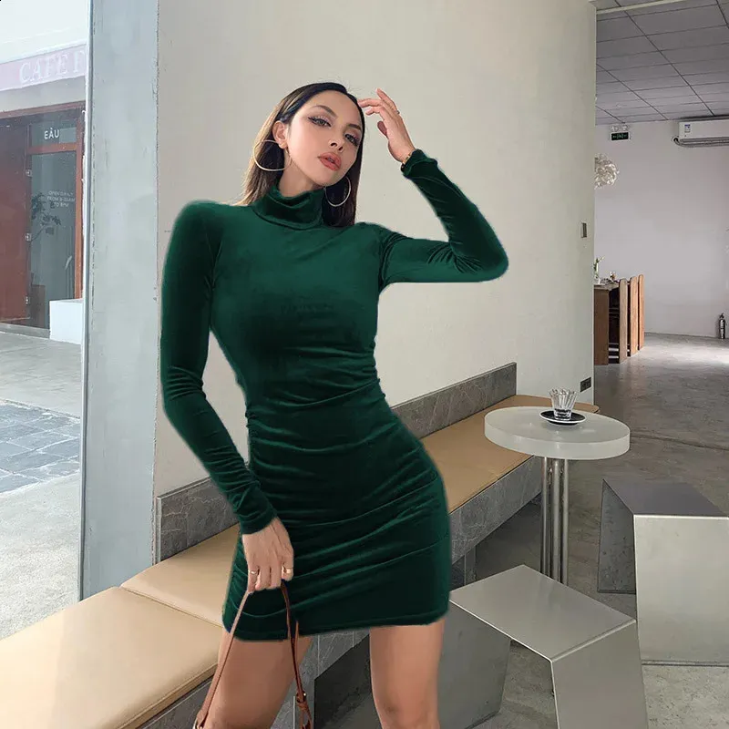 Long sleeved slim floor-length dress with high collar in polyester for  juniors from Dhgate Basic & Casual Dresses - price 25.46