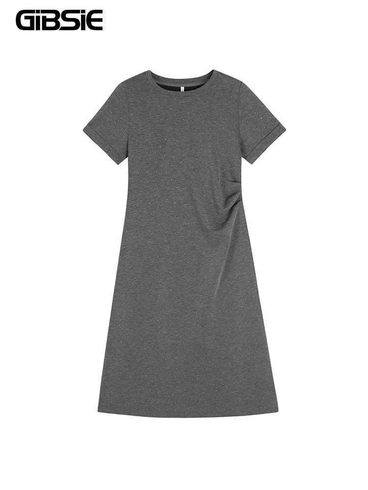 GIBSIE Plus Size Pleated Waist T Shirt Dress Gray... From Jichang_store1,  $14.62 | DHgate.Com