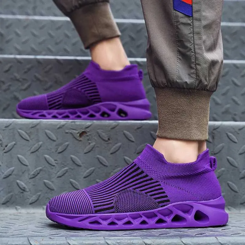 Save Big on Bulk Men's Purple Athletic Shoes Men's Breathable Shoes  Lightweight Purple Running Shoes, Comfortable Sock Sneakers For Sports And 