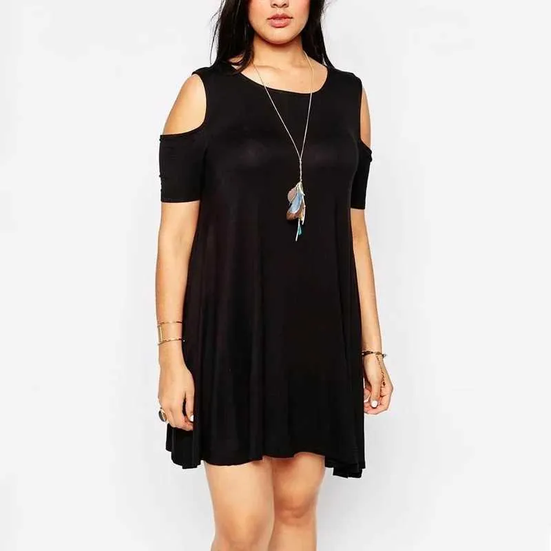 black swing dress plus size Unique Vintage Plus Size Black Sleeveless Swing Dress