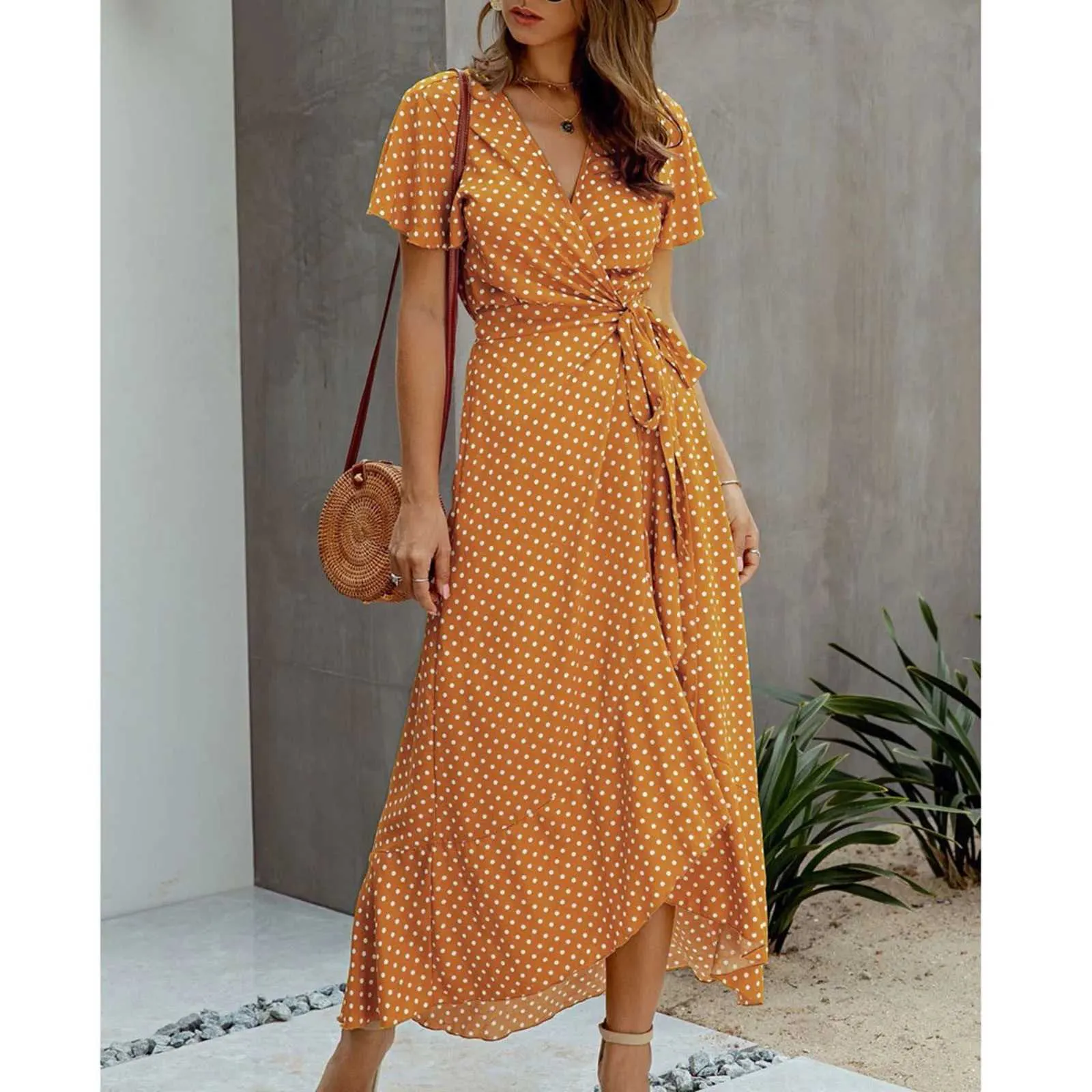 open lace back dress Polka Dot Midi Dress– pītusa main image 1