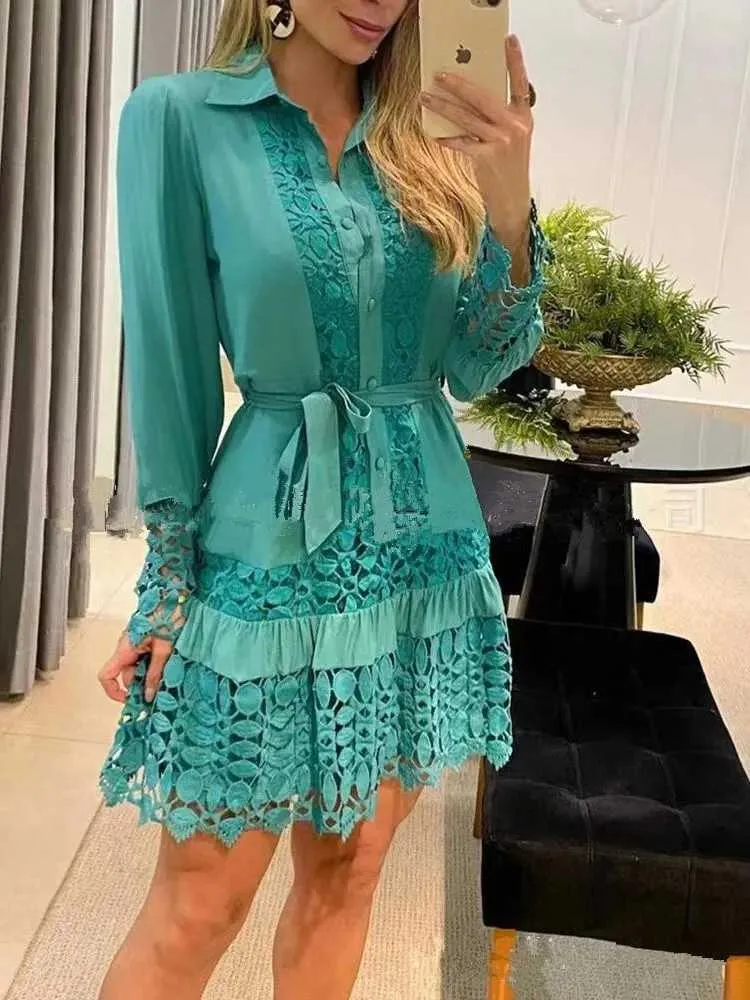 Womens Lace Stitching Hollow Out Long Sleeve Dress - Elegant Office &  Casual, Spring from Dhgate Basic & Casual Dresses - price 28.28