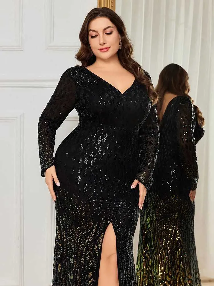 sequin fit and flare dress plus size Plus Size Sequin Beaded Maxi Dress PETAL PINK / 3X main image 1