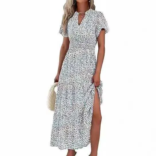 Women Floor-Length Chiffon Maxi Dress Short Sleeve V Neck Casual Summer  Dress from Dhgate Basic & Casual Dresses - price 25.32