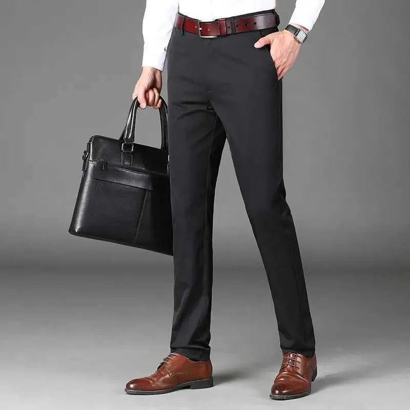 Men's Casual Straight Leg Dress Pants Solid Color, Loose Fit, Spring ...