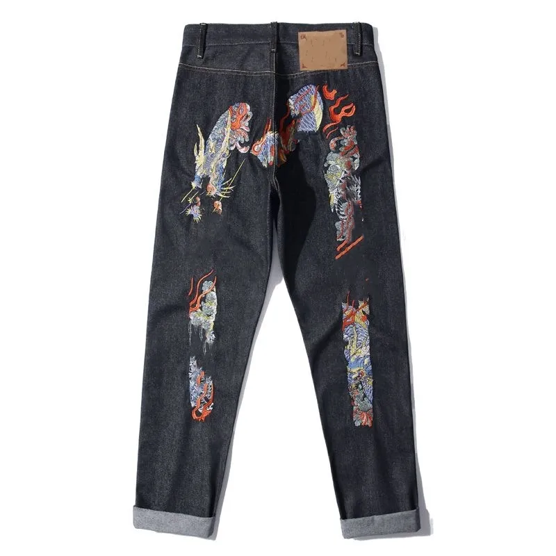 Designer 36x28 Jeans With Luxury Embroidery, Wide Leg, And M Designer 36x28 Jeans With Luxury Embroidery, Wide Leg, And M