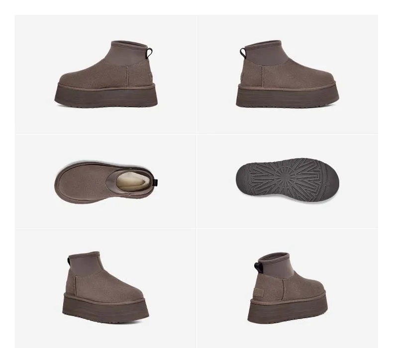 Winter Womens Designer Snow Boots Women Classic Dipper Super Mini Snow Boots Women With Cowhide Suede Platform, Australian Tazz Sheepskin Leather Wool, And Maroon Black Finish From Factory Goshoes002, Bulk $20.38 | Winter Womens Designer Snow Boots Women Classic Dipper Super Mini Snow Boots Women With Cowhide Suede Platform, Australian Tazz Sheepskin Leather Wool, And Maroon Black Finish From Factory Goshoes002, Bulk $20.38 |