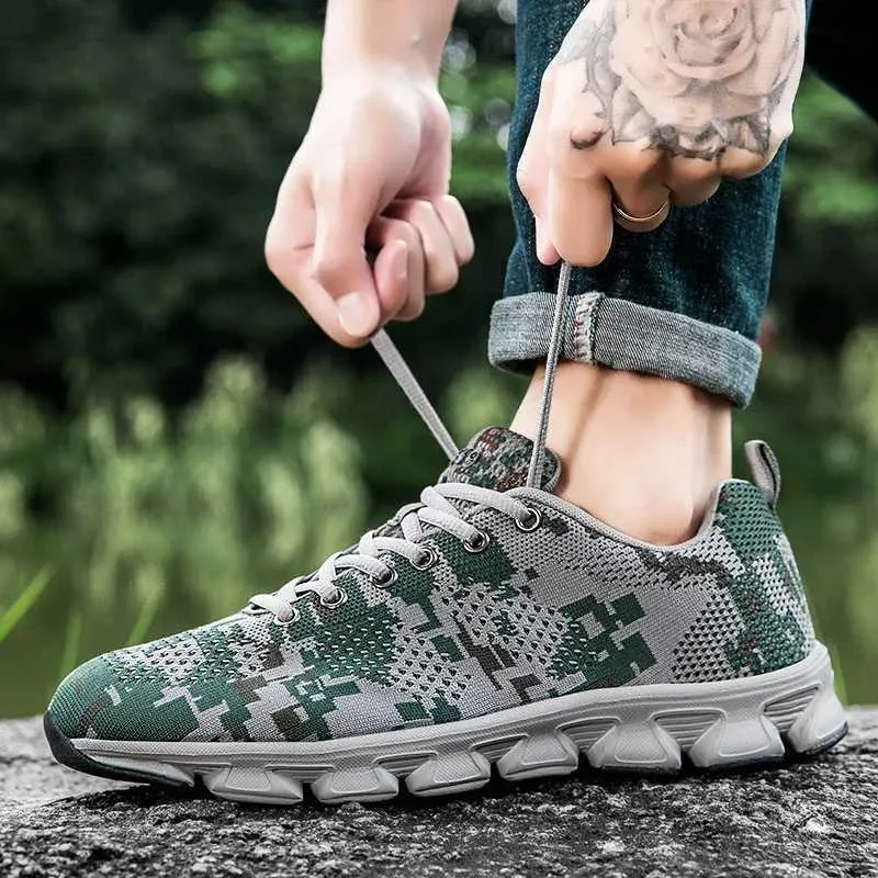 Men's Camo Trail Running Sneakers Breathable, Lightweight Athletic Shoes  for Outdoor Exercise
