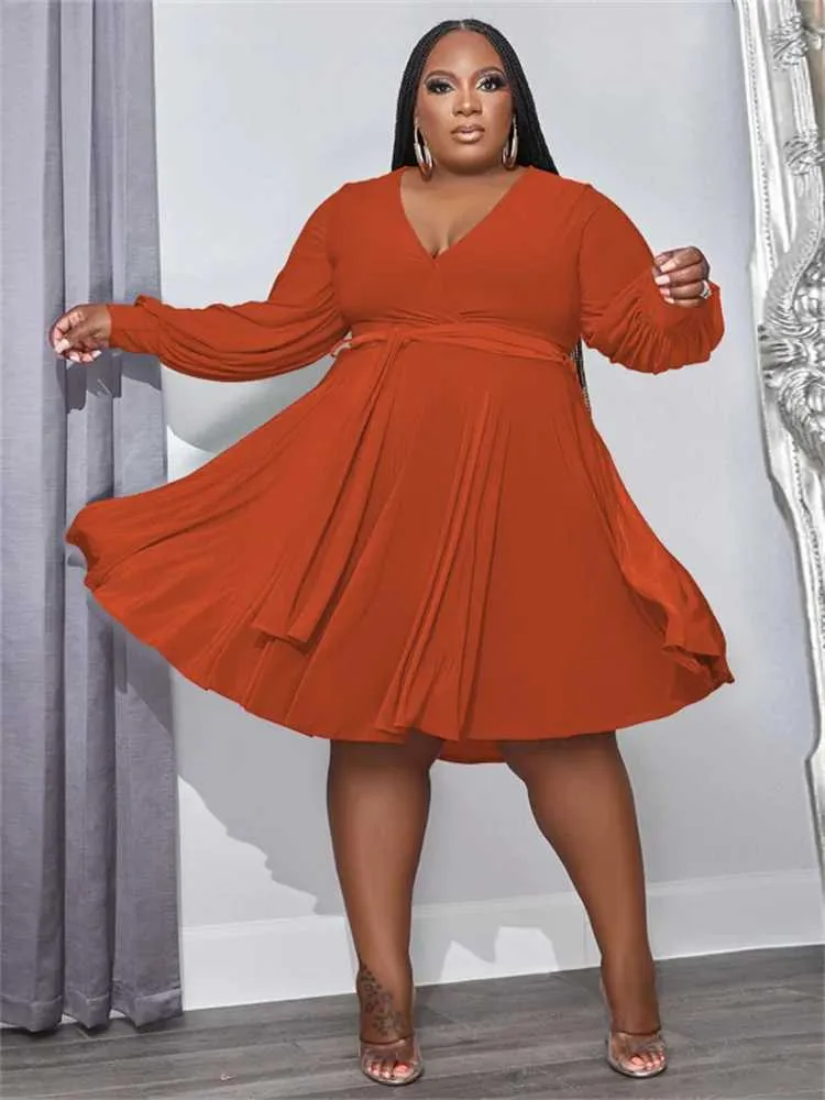 Womens Plus Size Solid Long Sleeve Casual Midi Dress - Loose Fit