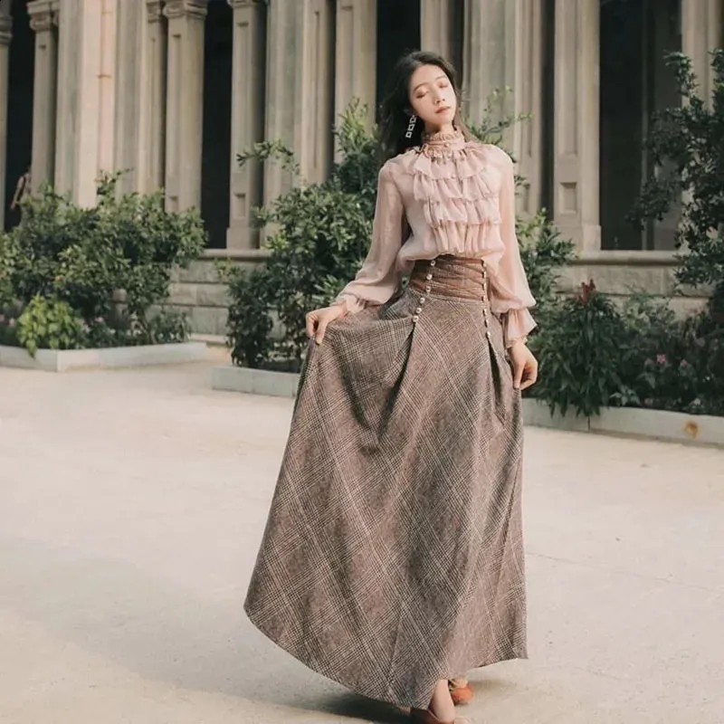 retro weave dress Women's Retro Long Lace Dress