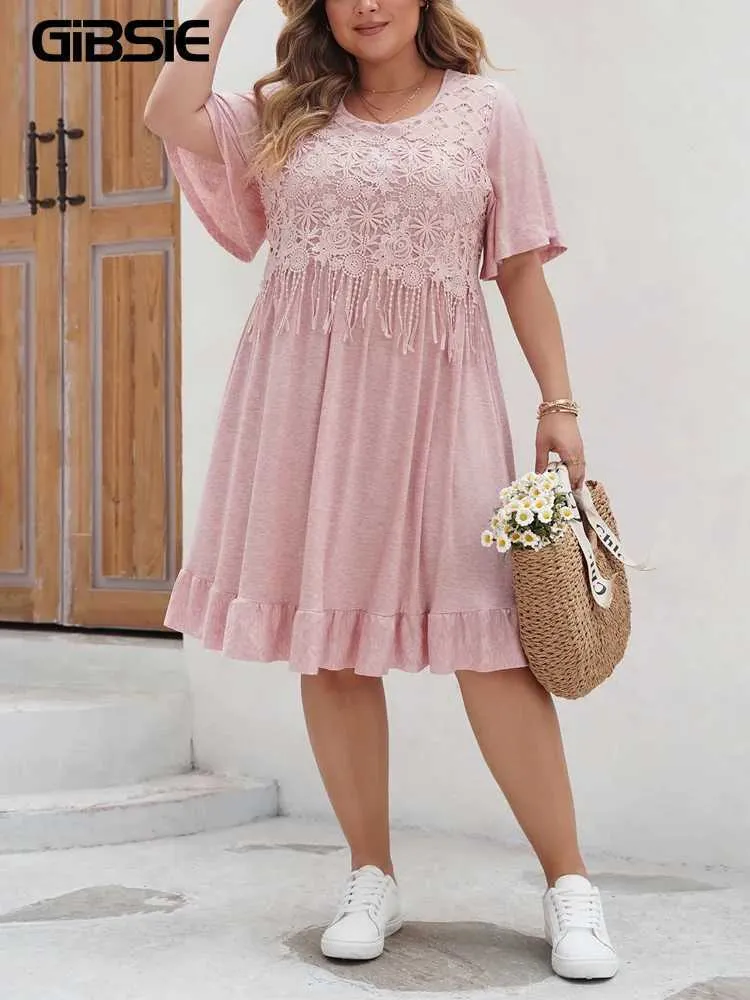 GIBSIE Plus Size Contrast Lace O Neck Butterfly... From Jichang_store1,  $14.86 | DHgate.Com