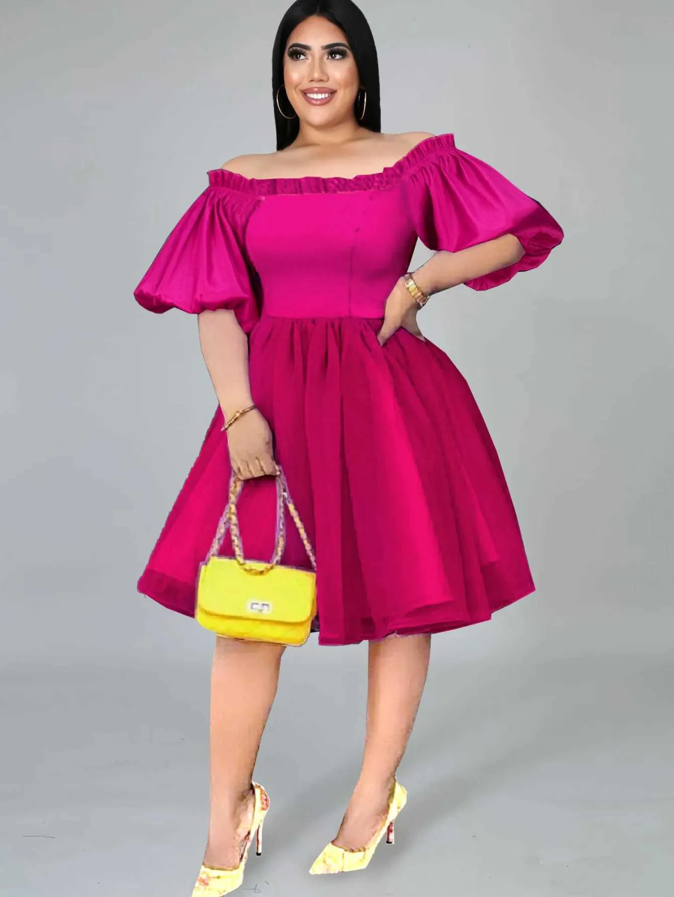 birthday party dress for plus size women Women Plus Size Velvet Trumpet Dress Floor Length Ruffled Collar Up To 50% Off