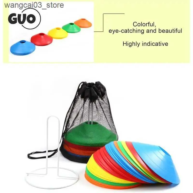 20-Pack Disc Cones - 7.5" Diameter Agility Training Cones For Soccer, Football, Basketball, Sports Drills (Multi-Color)