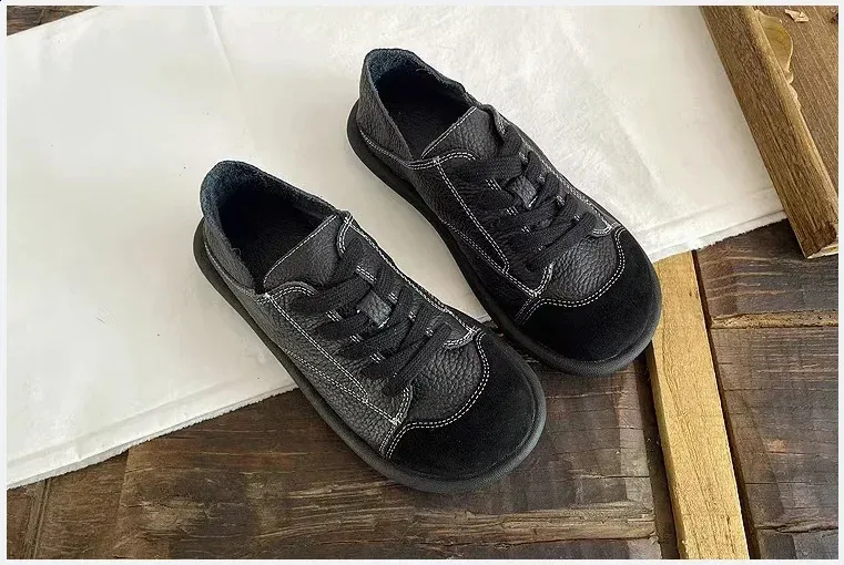 Damen Schnürschuhe Mit Flachem Absatz Und Runder Kappe, Pu Sneaker_voghion.com