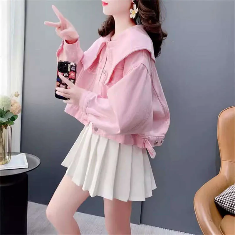 Pink Denim Jeans Skirt And Jacket Pink Denim Jacket: Korean Style