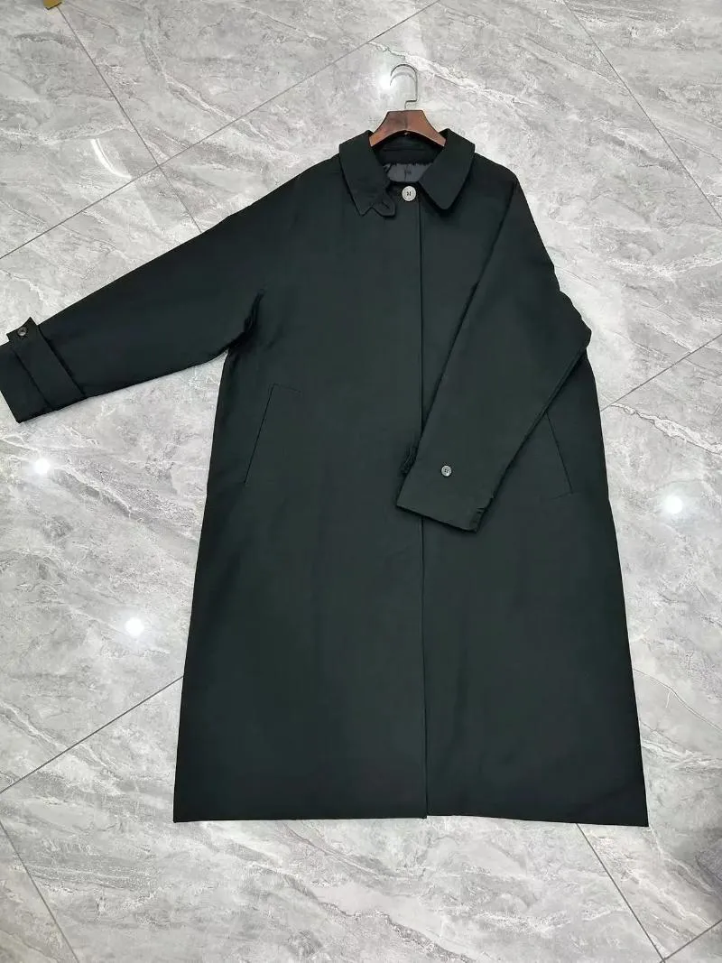 Classic Cotton Blend Trench Coat - Mid-Length, High Slit Design